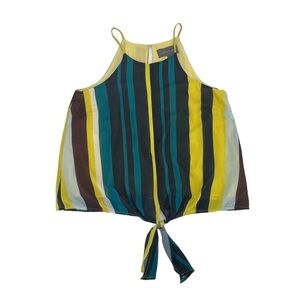 Sunday In Brooklyn Yellow Brown Striped Sleeveless Blouse Size Medium Women’s